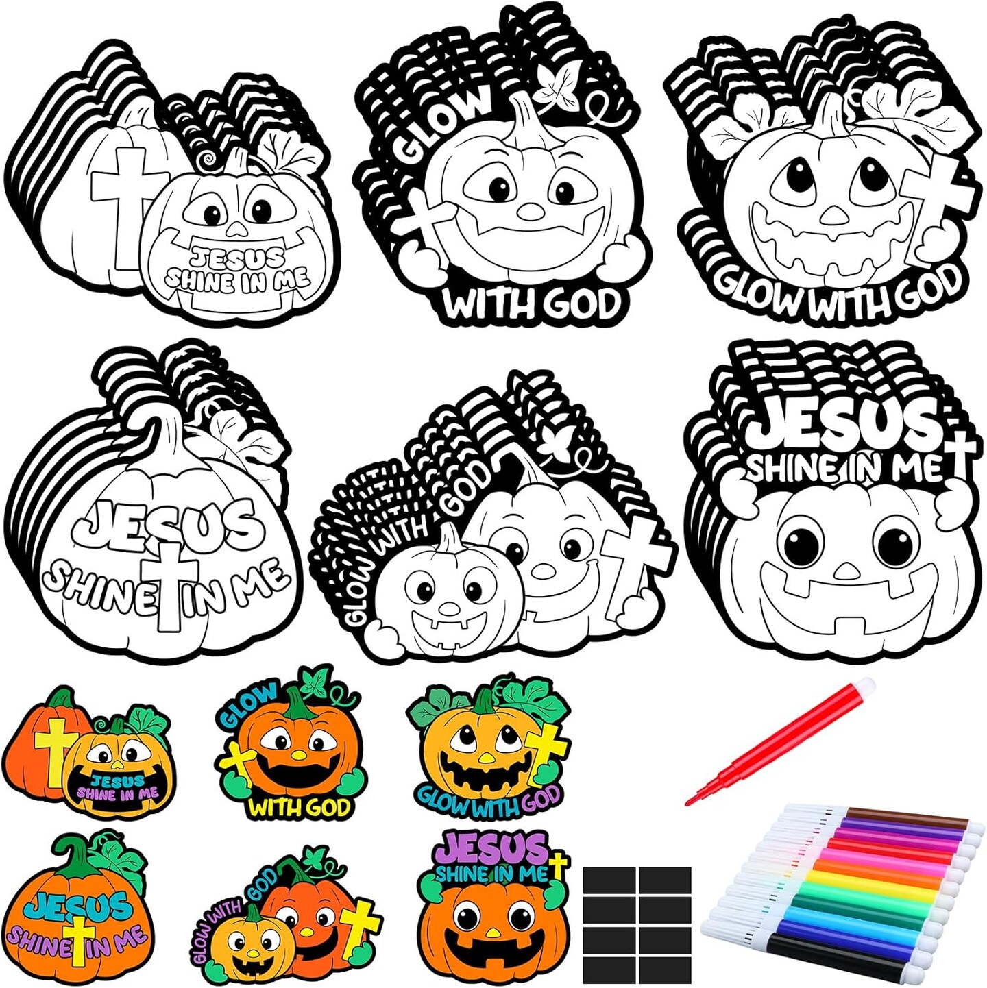 Color Your Own Christian Magnet Crafts DIY Coloring Magnet Ornaments Sunday School Crafts for Art Party Gift(Halloween Pumpkin)