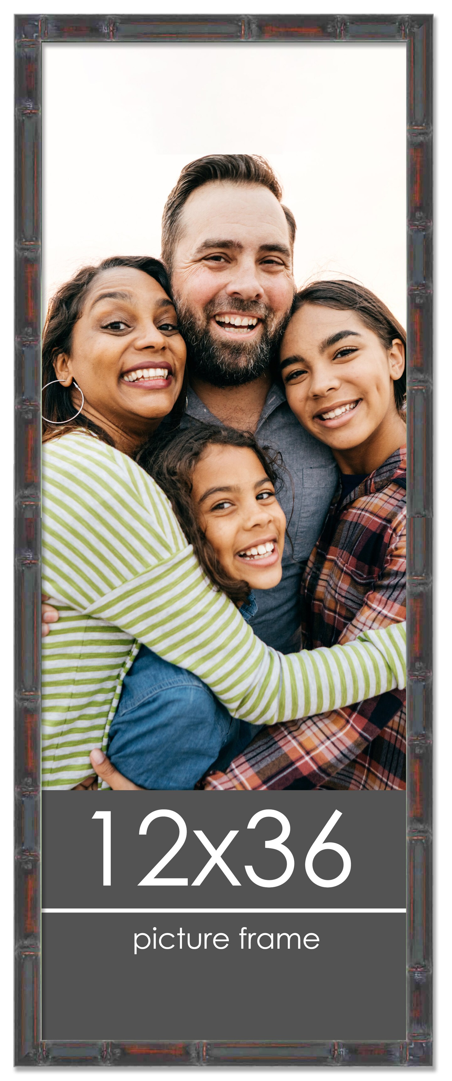 12x36 Thin Bamboo Picture Frame with UV-Resistant Acrylic &#x26; Acid Free Backing, Available in  2 Finishes - Gold and Brown
