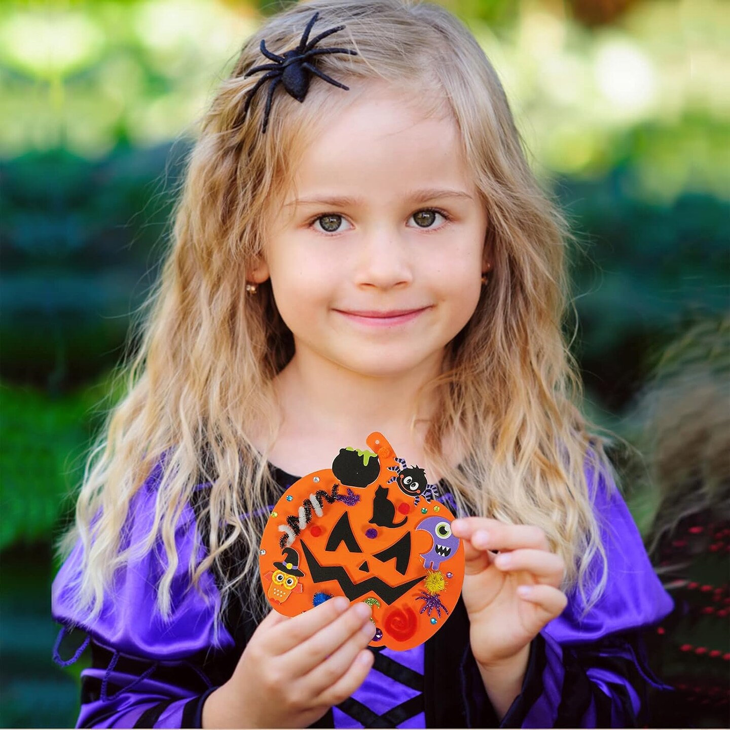 Decorations DIY Pumpkin Craft Kits Foam Pumpkin Shapes with Halloween Stickers Jack-O&#x27;-Lantern Face Stickers for Kids Gift Favors Art Project Classroom Activity