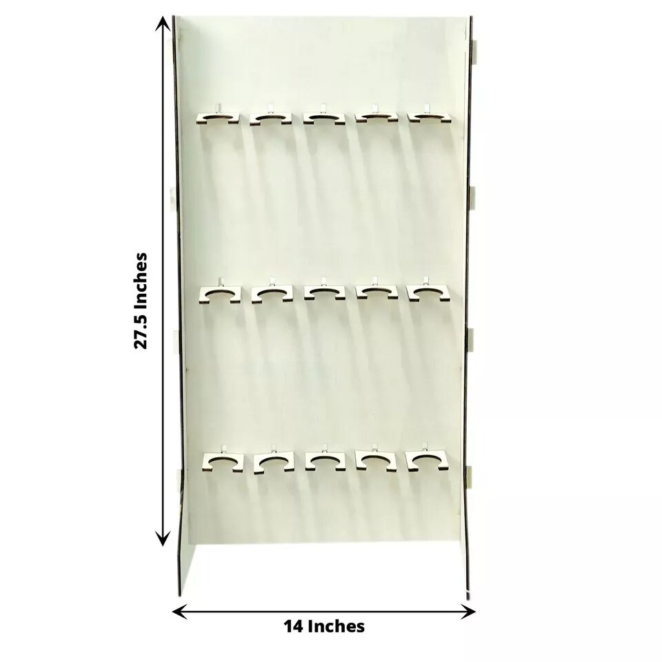 3-Tier White Rectangular Wooden Champagne Glass Holder Stand Party Decorations