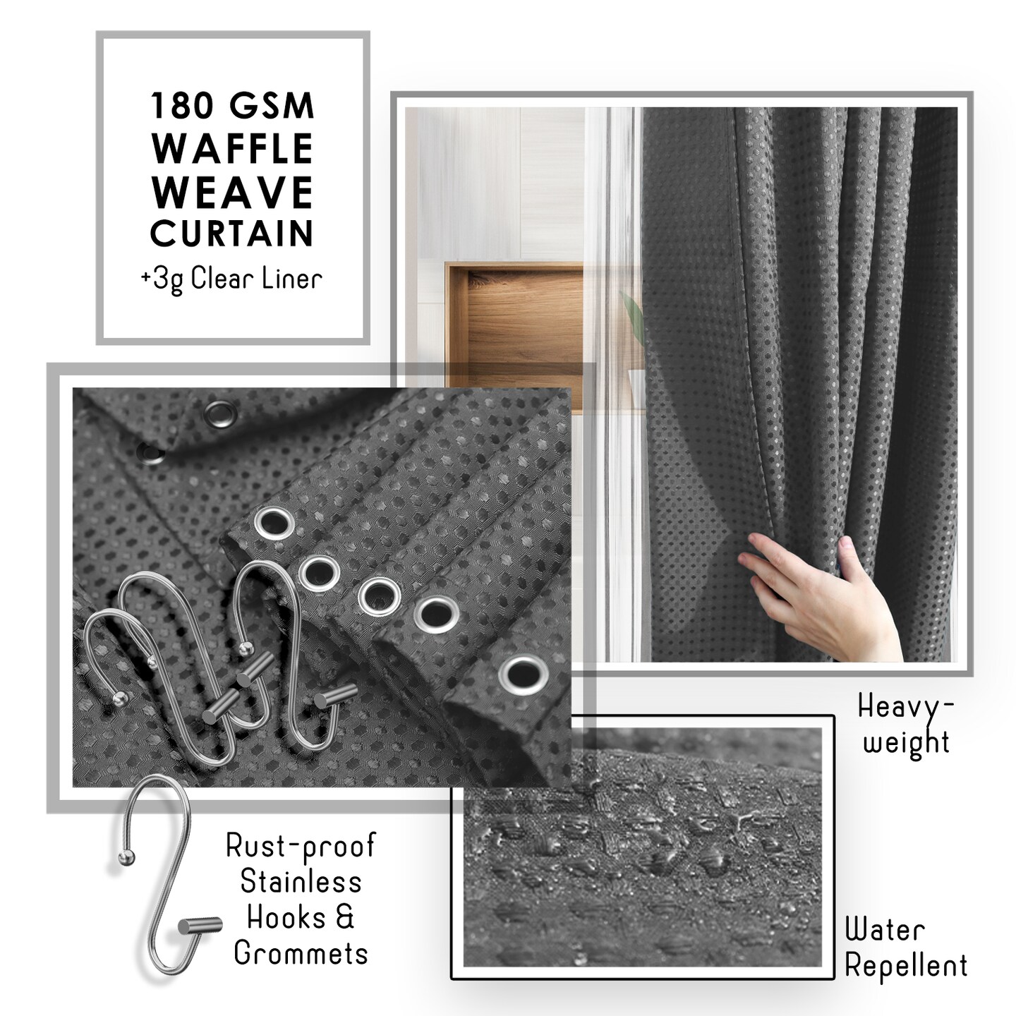 Clara Clark Shower Caddy & Bathroom Accessories Set with Bath Rugs