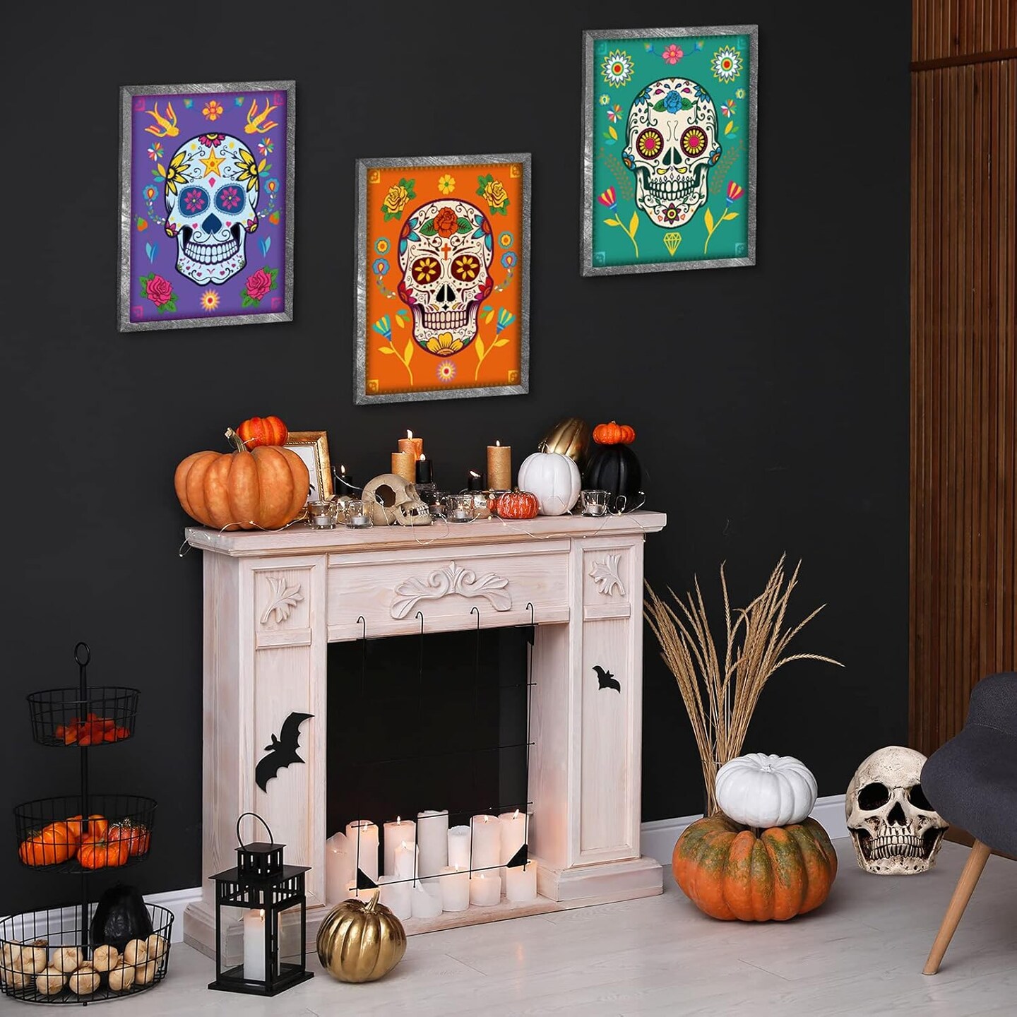 6 Pieces Sugar Skull Wall Art Decorations