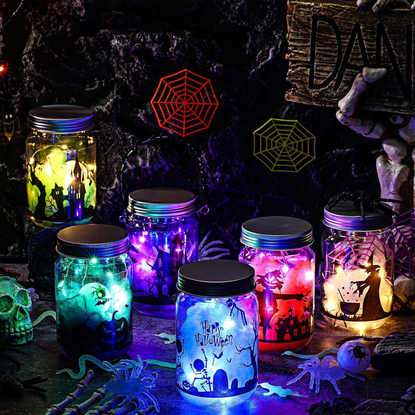 6 Set DIY Lantern Jar Halloween Crafts Kit for Kids