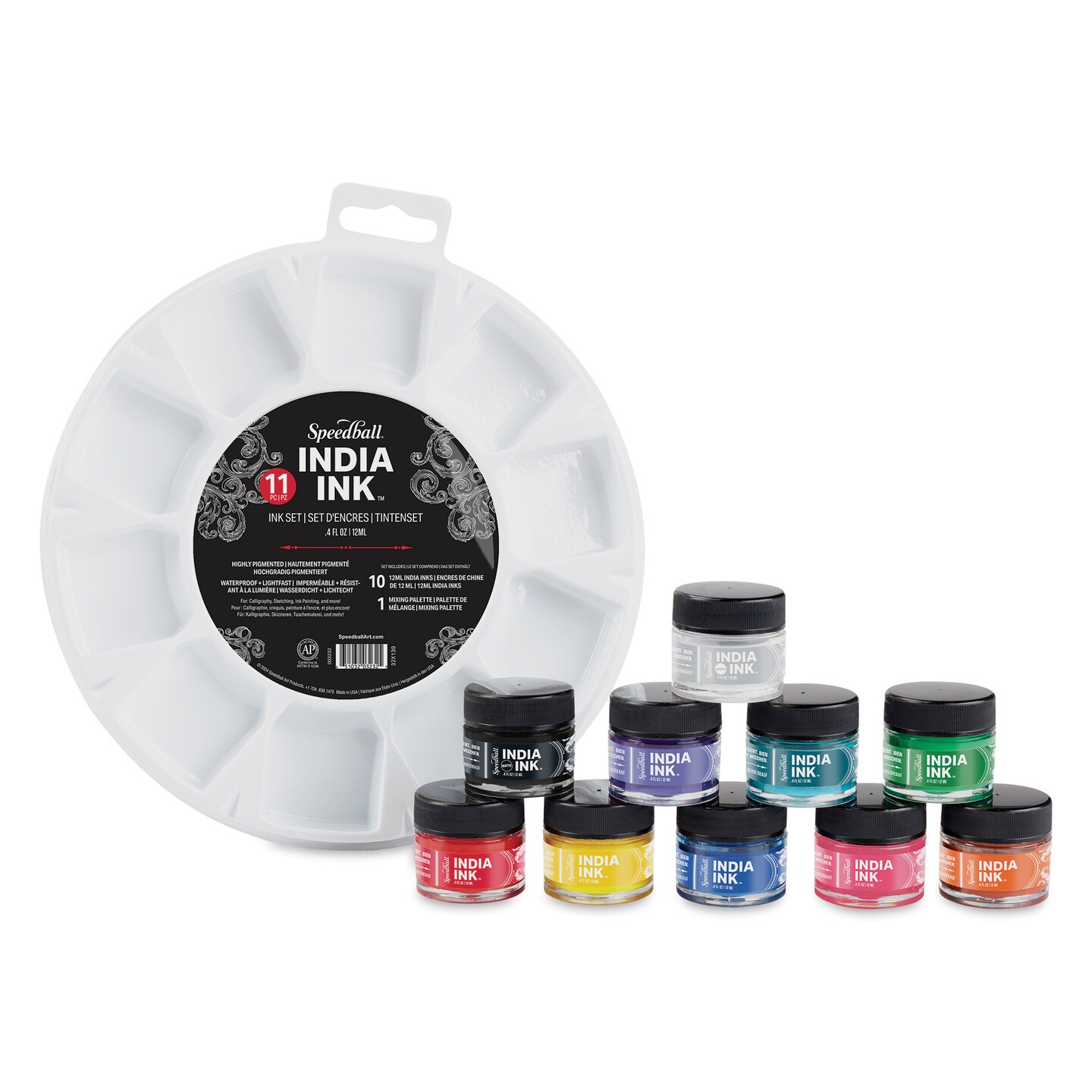 Speedball India Inks and Set - Set of 11, Assorted, 0.4 oz