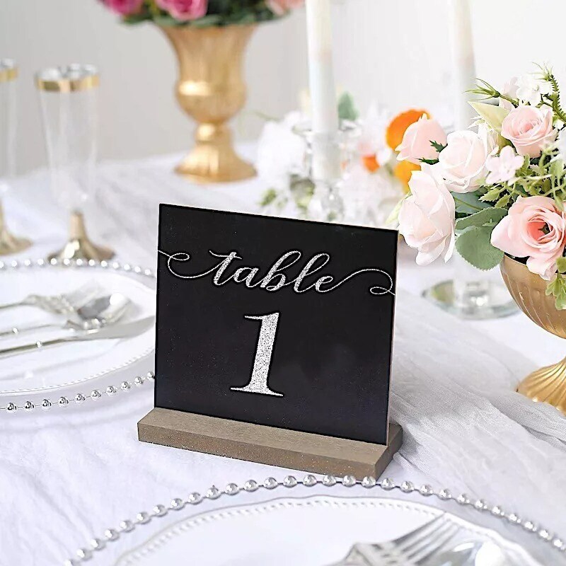 Black Natural 6 Mini 6&#x22; Wooden Table Chalkboards Removable Stands Party Events