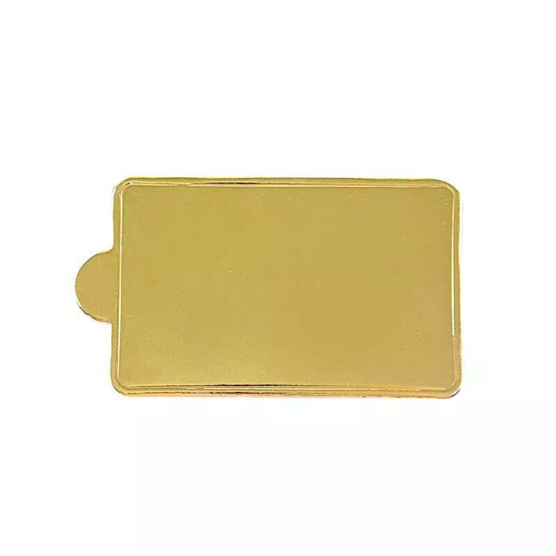 Gold 50 Metallic 4&#x22; Rectangular Cake Boards Disposable Mini Dessert Trays Party