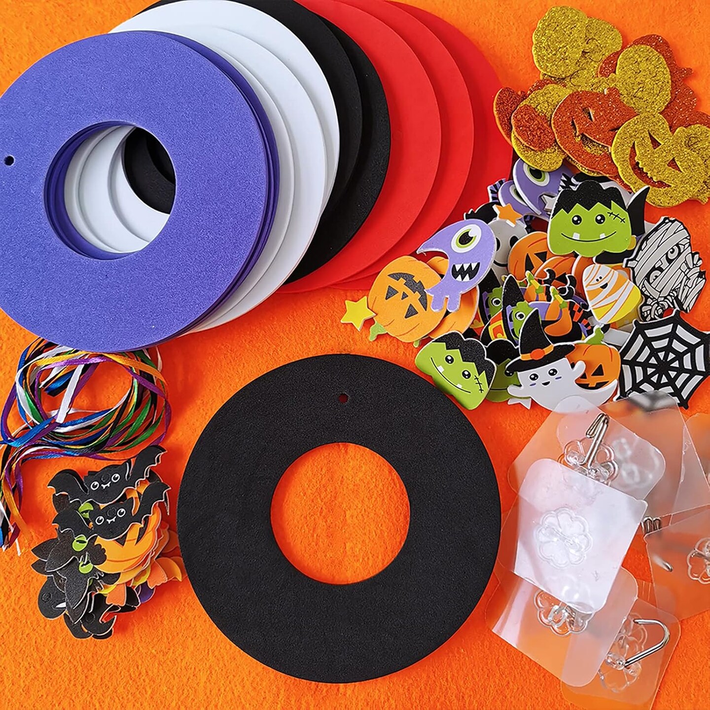 12 Sets Halloween Wreath Decorations Foam Halloween Wreath Signs Craft Kits