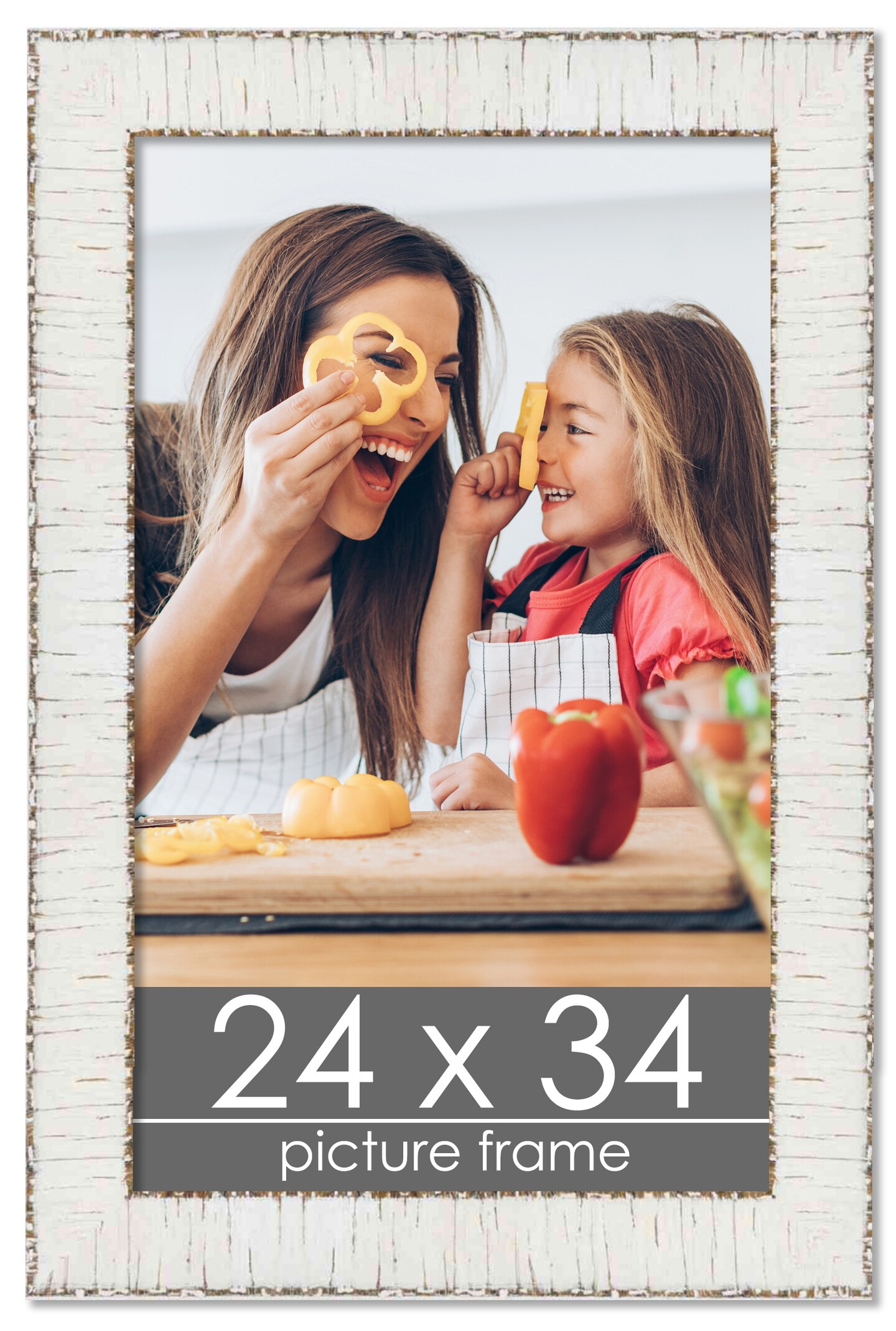 24x34 Ornate Picture Frame with UV-Resistant Acrylic & Acid Free Backing, Available in 5 Finishes - Black, Brown, Gold, Silver, White