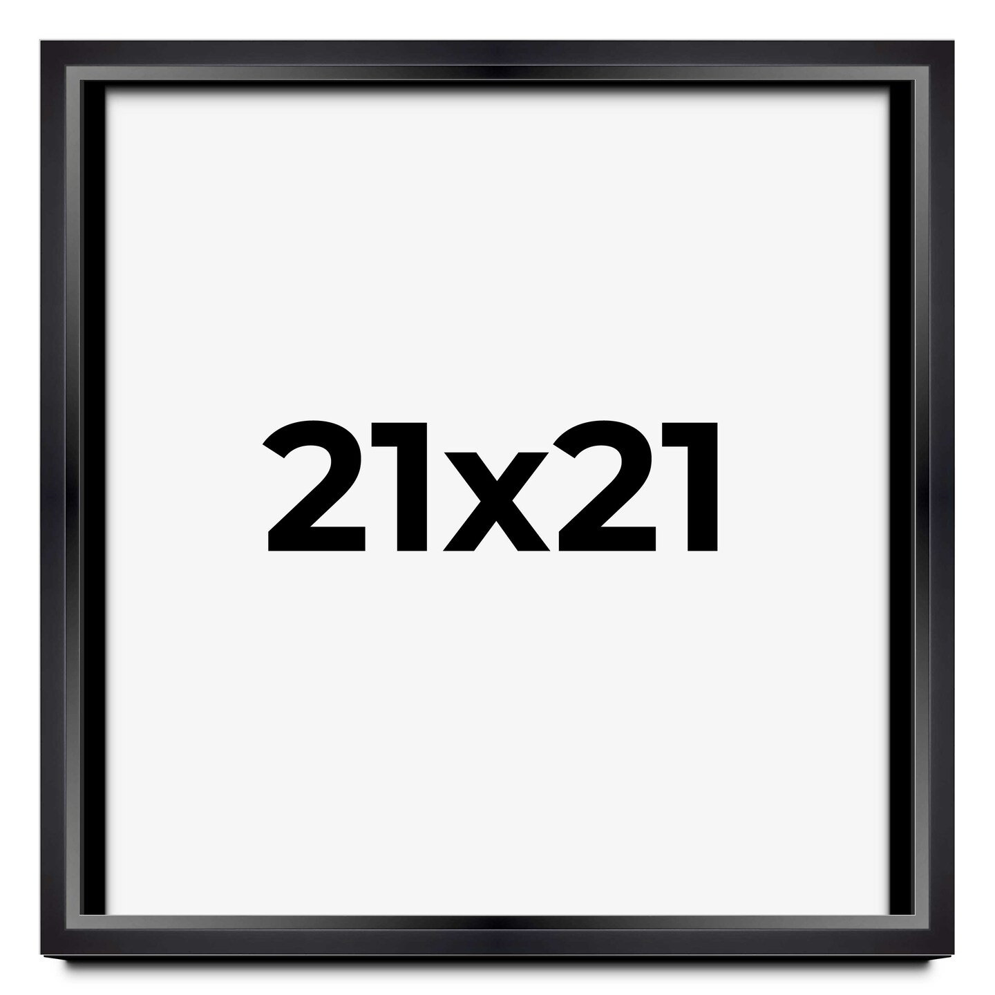 21x21 Minimalist Shadow Box Black Picture Frame - UV Acrylic, Backing, Hanging Hardware