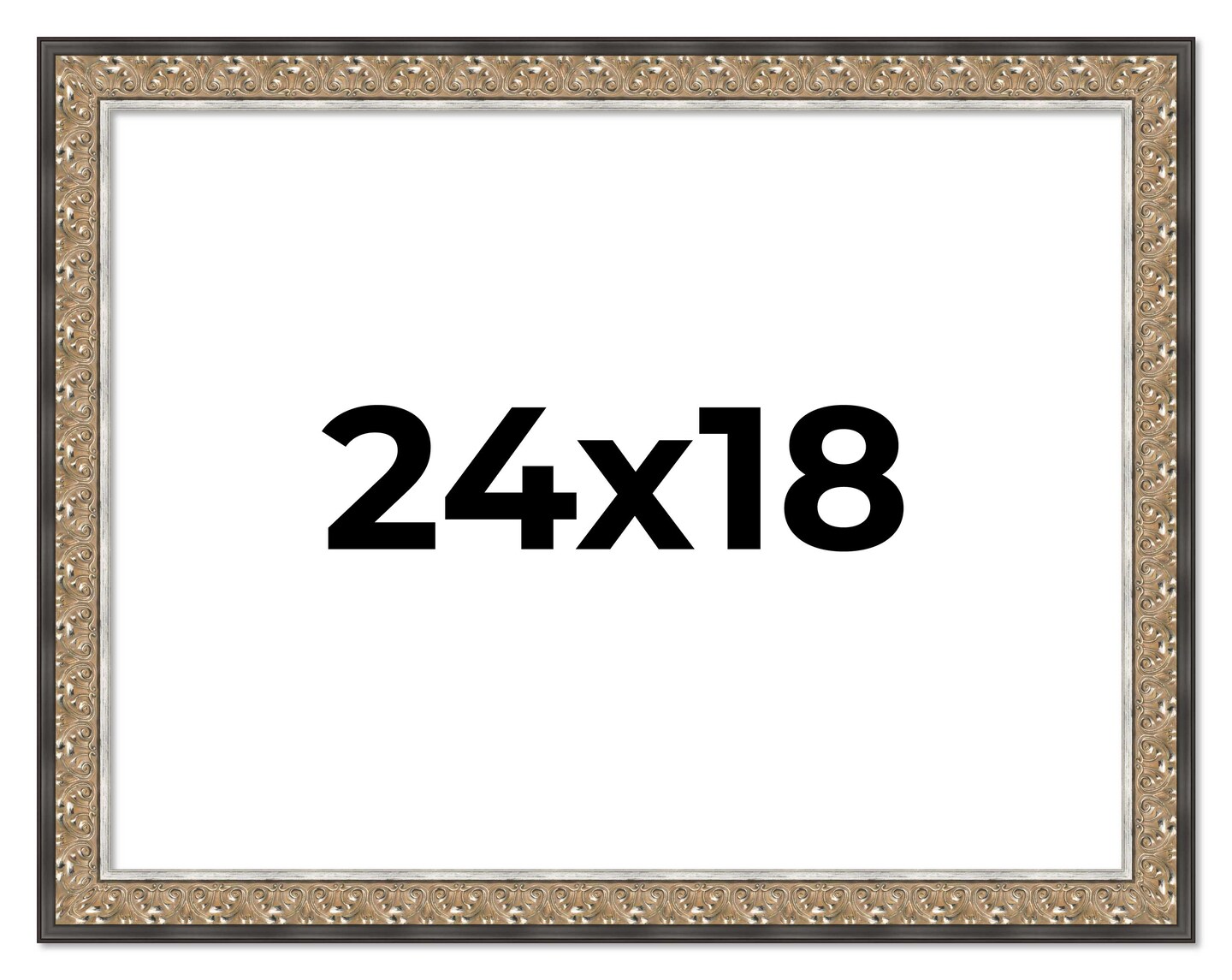 18x24 Ornate Picture Frame with UV-Resistant Acrylic & Acid Free Backing, Available in 5 Finishes - Black, Brown, Gold, Silver, White