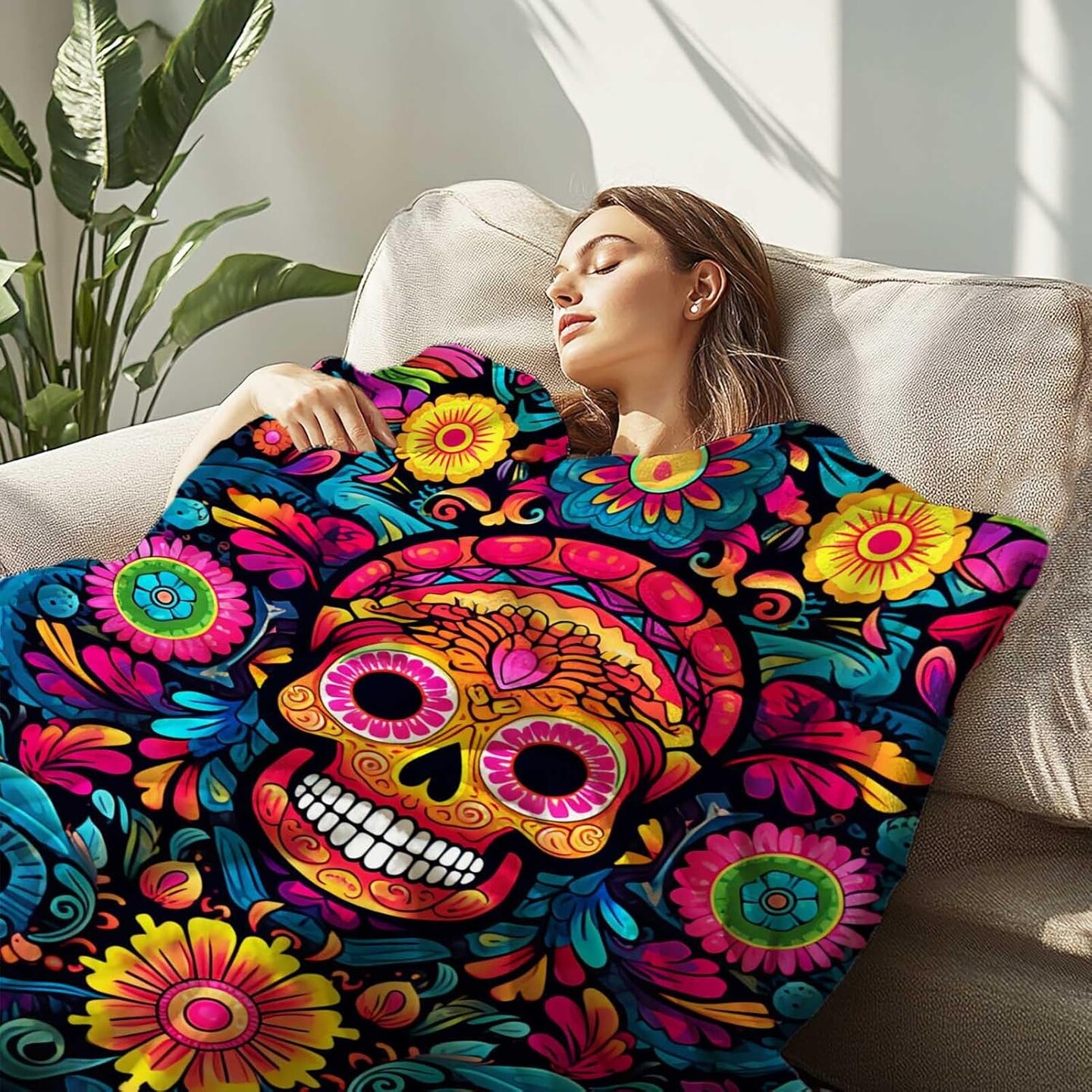 Skull Blanket Throw for Home Outdoor Decor