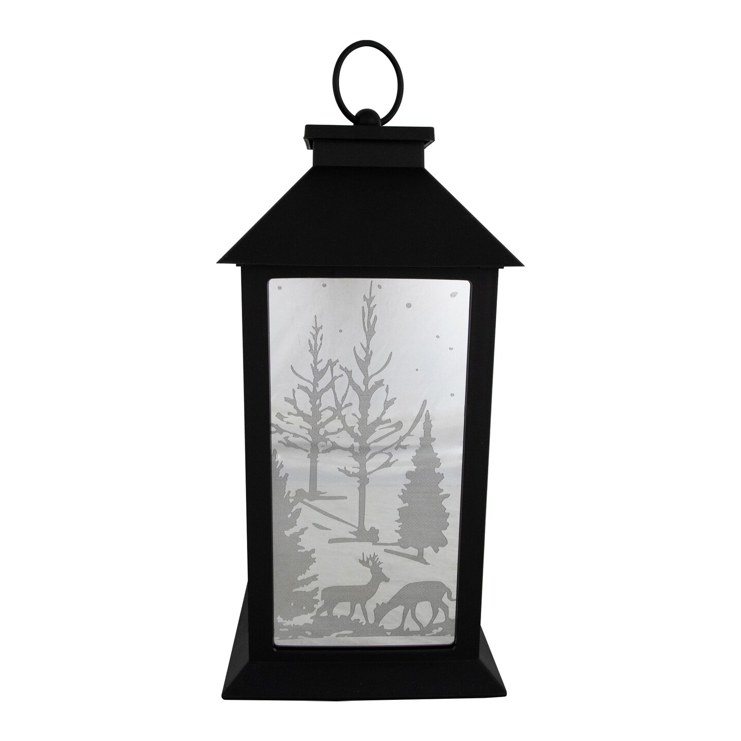 Northlight LED Lighted Deer and Winter Trees Christmas Lantern - 11"
