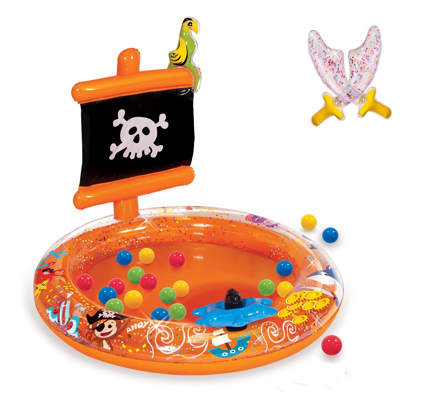 Banzai Pirate Sparkle Play Center Inflatable Ball Pit -Includes 20 Balls