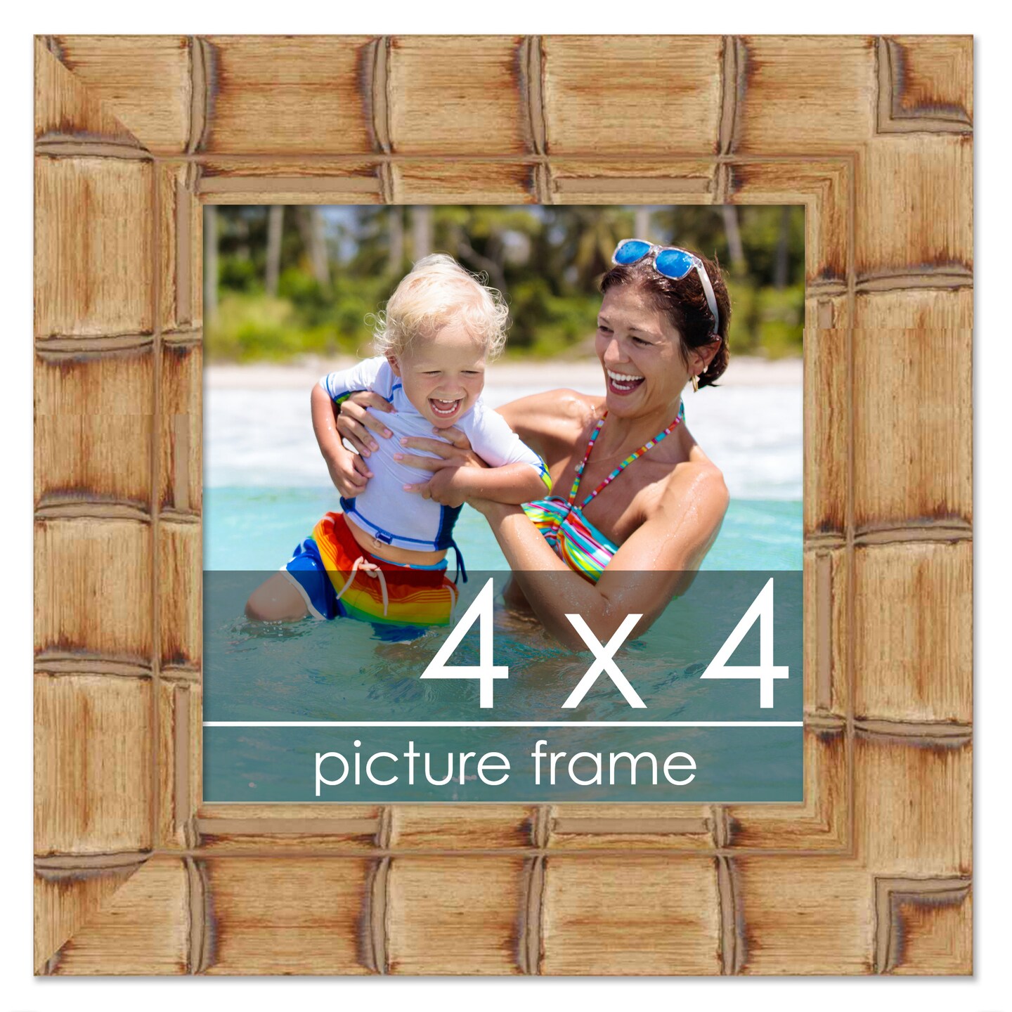 4x4 Wide Bamboo Picture Frame with UV-Resistant Acrylic &#x26; Acid Free Backing, Available in  4 Finishes - Brown, Black, Silver, and Natural