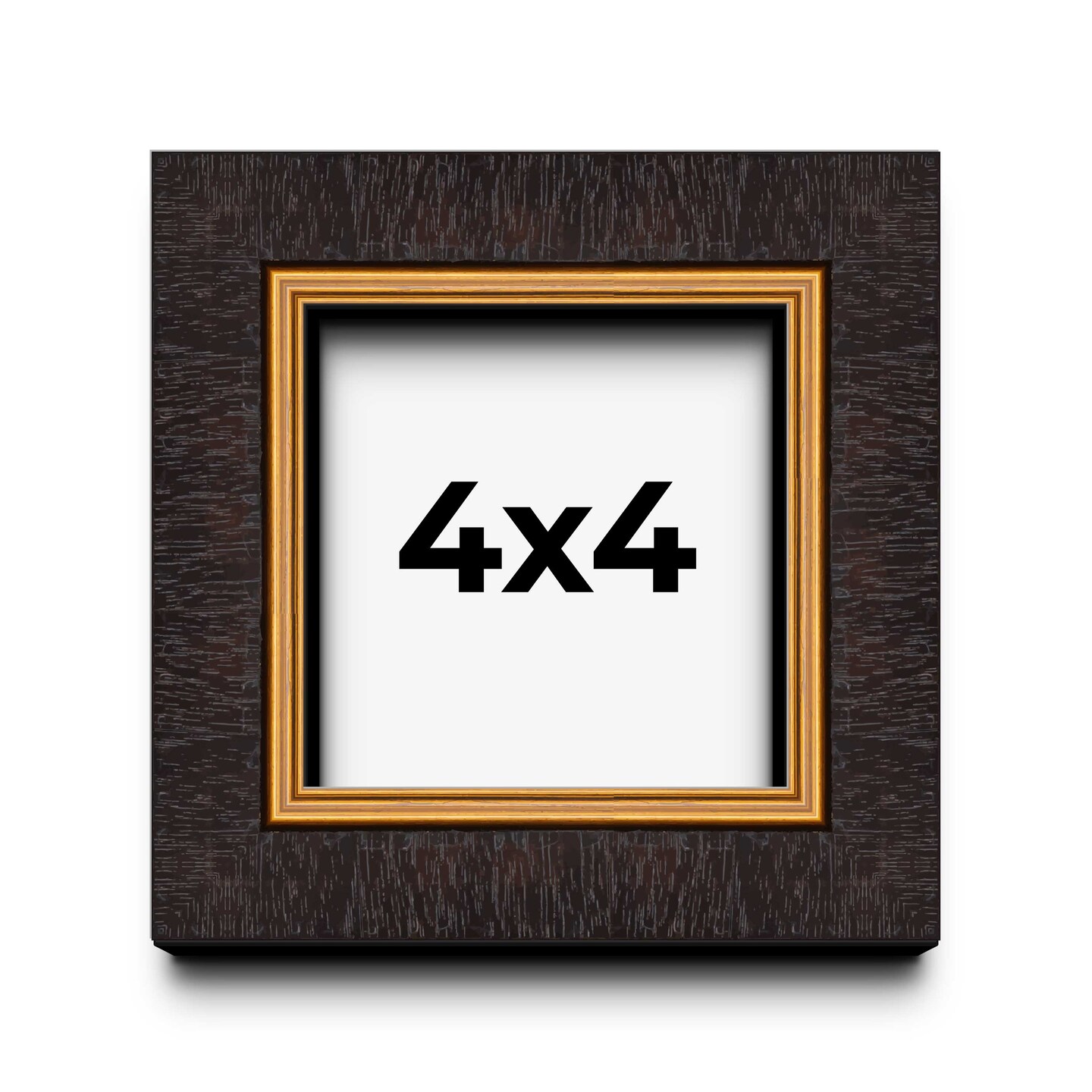 4x4 Modern Shadow Box 1&#x22; Depth Picture Frame with UV-Resistant Acrylic &#x26; Acid Free Backing, Available in 4 Finishes - Black, Brown, Gold, White
