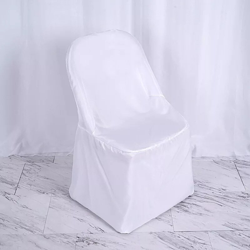 50 WHITE Polyester FOLDING CHAIR COVERS Wedding Party Banquet Event Decorations