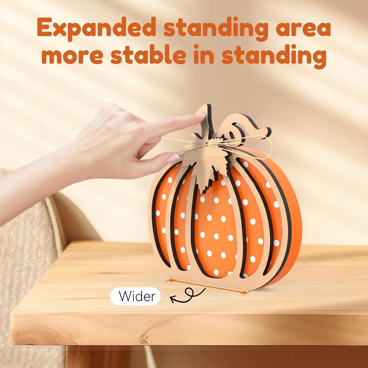 3 Pcs Wooden Pumpkin Decor, Thanksgiving Decorations, Autumn Decor for Table Fireplace Shelf Bedroom