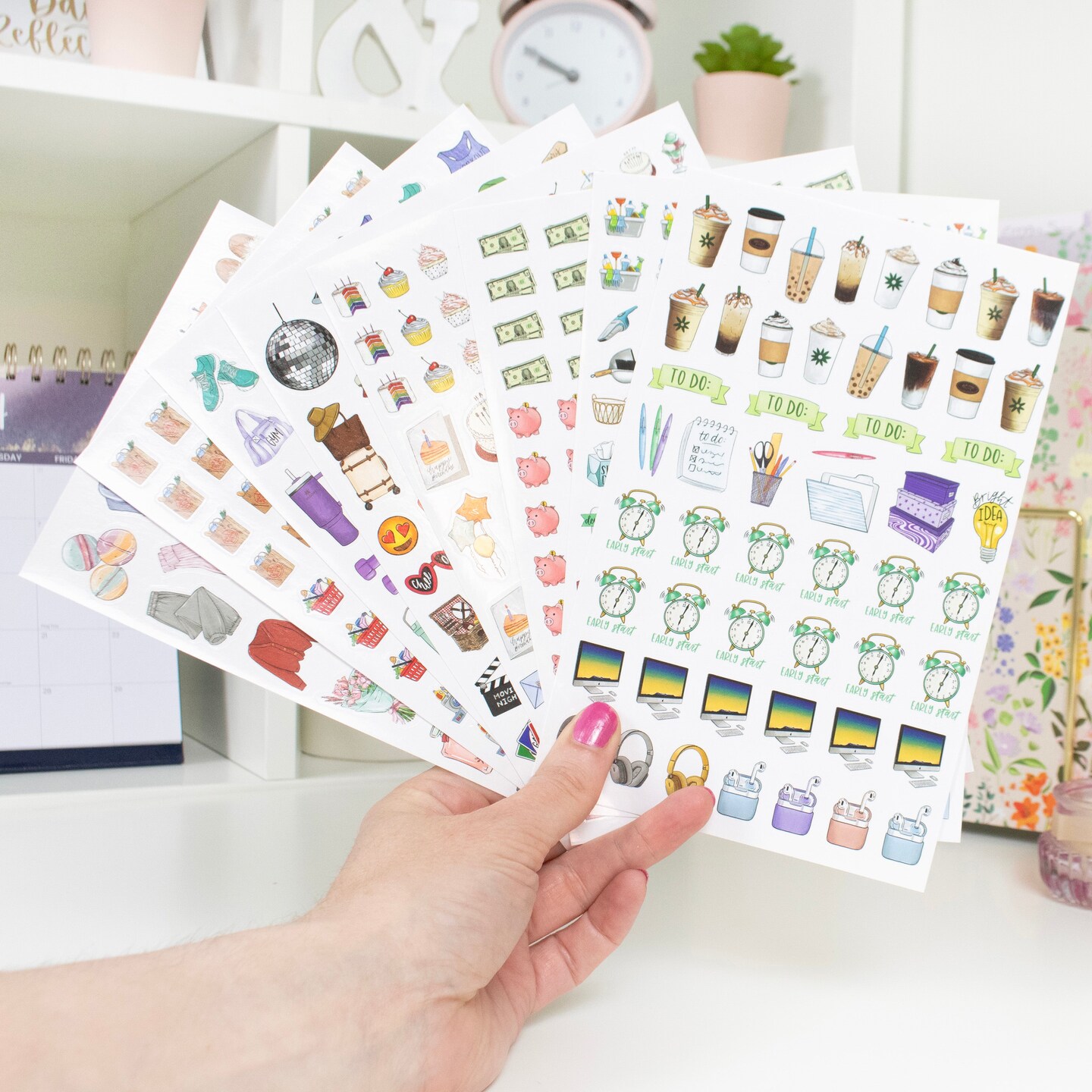 bloom daily planners Planner Sticker Pack, Hand-Drawn Everyday Essentials