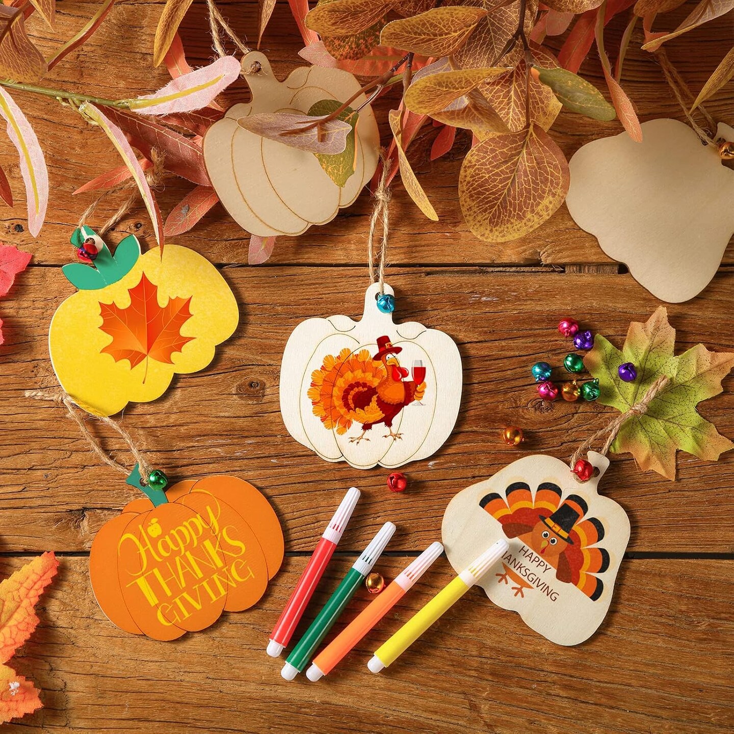 Unfinished Wood Pumpkins Decoration Autumn Thanksgiving