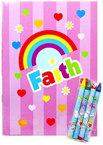 Tiny Mills Christian Religious Coloring Book Set for Kids with 12 Coloring Books and 48 Crayons Favor Bag Filler Sunday School VBS Rewards Basket Fillers Church Carnivals