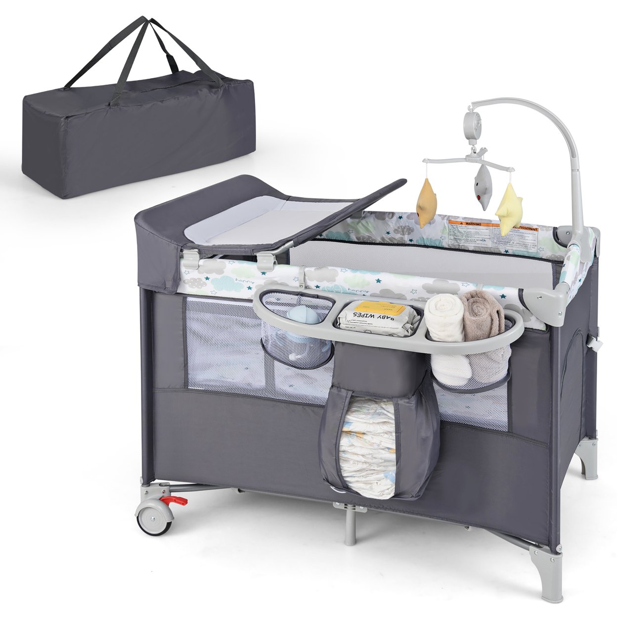 5-In-1 Baby Beside Sleeper Bassinet Portable Crib Playard W/Diaper Changer