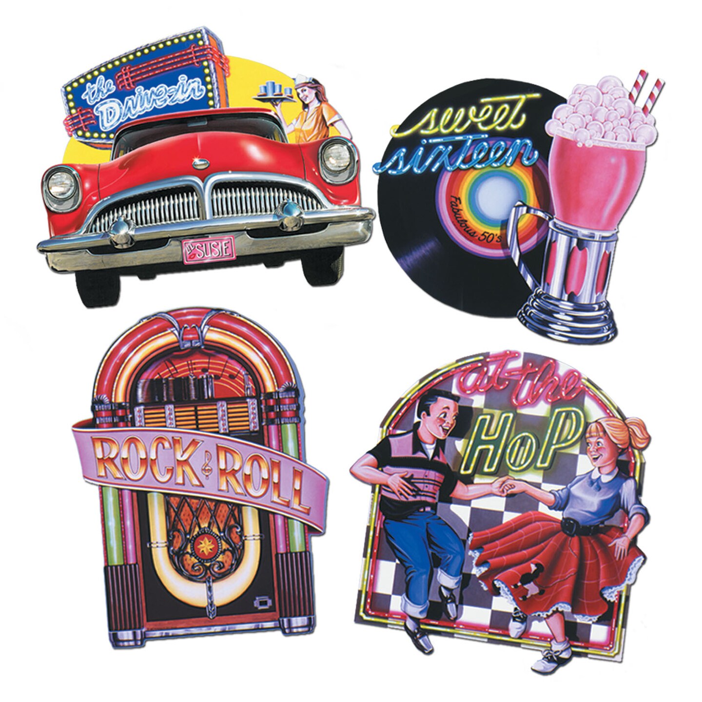 Beistle 14in.-16&#xBD;in. Fabulous 50s Cutouts - 12 Pack