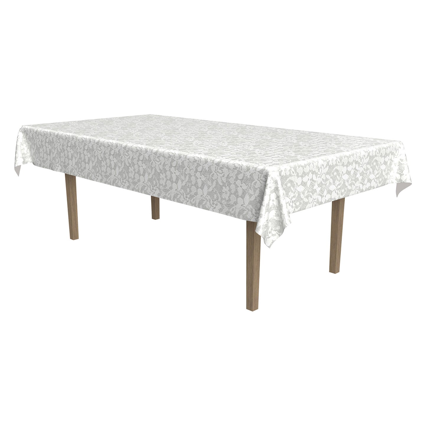 Beistle 54in. x 108in. Plastic Lace Rectangular Tablecover - 12 Pack