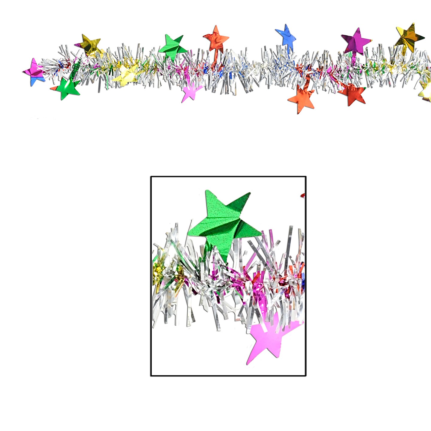 Beistle 12Feet Standard Metallic Star Garland - Multicolor - 12 Pack