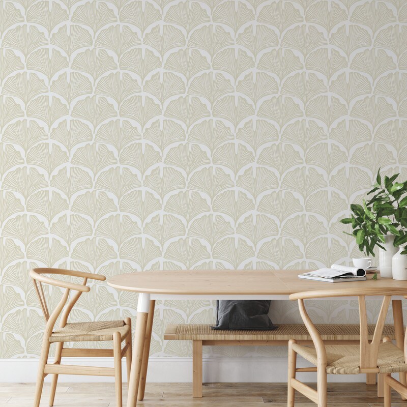 Tempaper Feather Palm by Novogratz Peel and Stick Wallpaper White