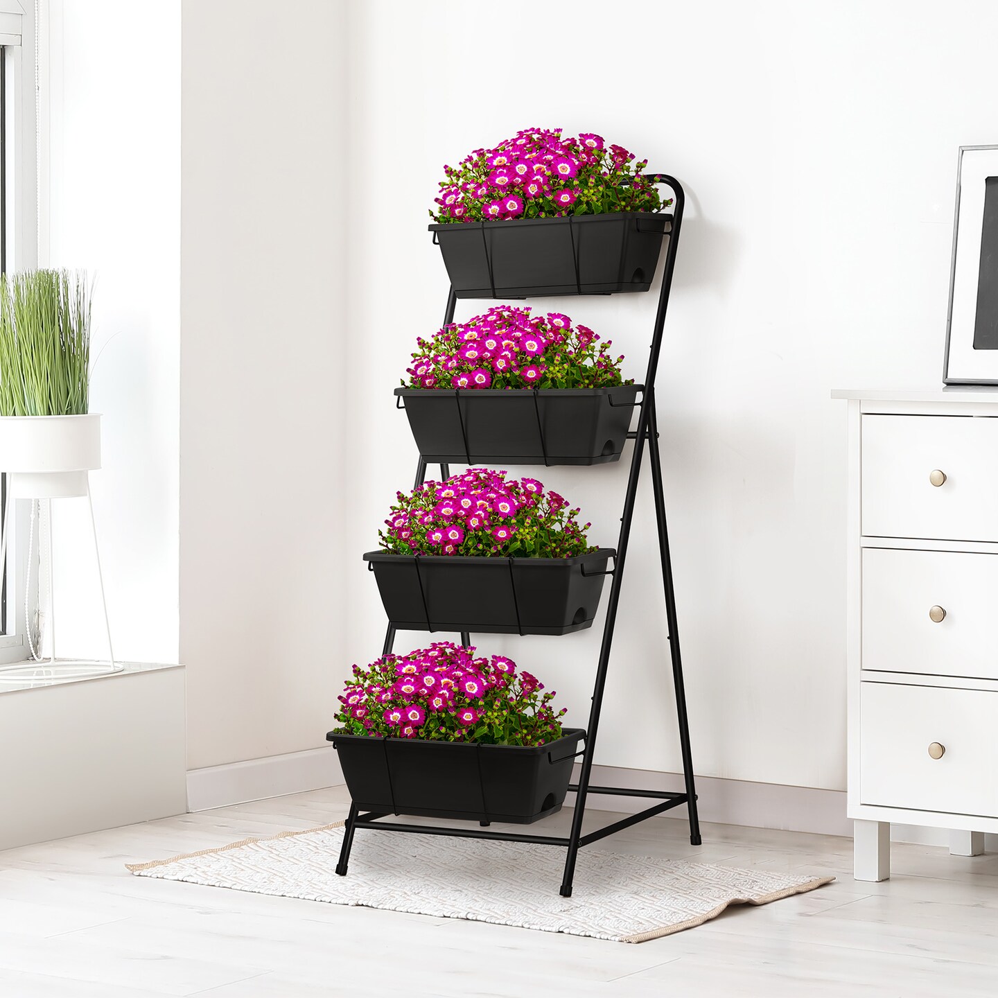 4 Tier Vertical Raised Garden Bed Planters for Outdoor Plants Herb Garden Planter with Drainage Holes Standing Garden Planters for Herbs Flowers Vegetables Plants