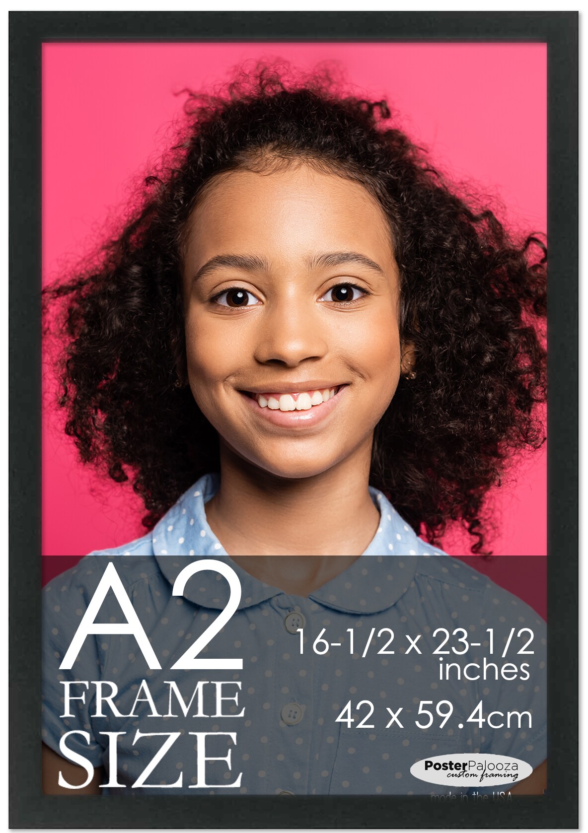 A2 Frame Black Modern Minimalist 16.5x23.5 Frame - Wood A2 Picture Frame, UV Acrylic