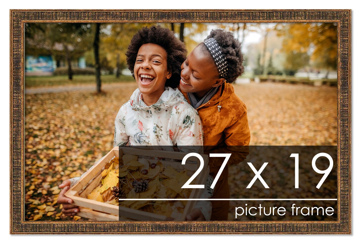 Textured Gold Picture Frame - UV Acrylic, Backing Board, Hanging Hardware Included