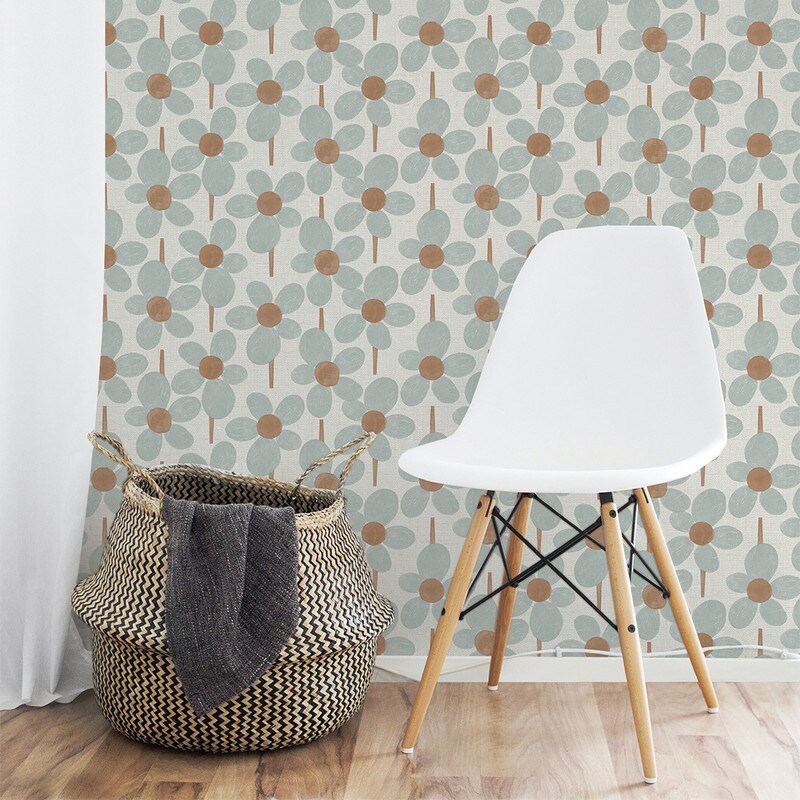 Tempaper Flower Power by Novogratz Peel and Stick Wallpaper Powder Blue