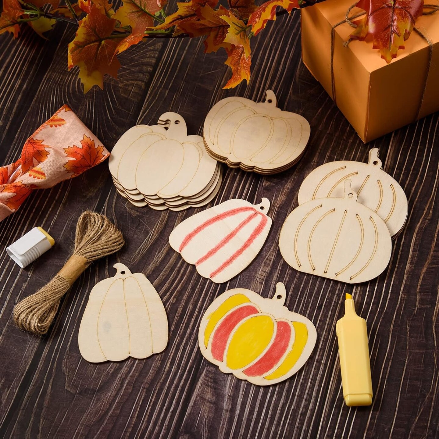 36Pcs Wooden Pumpkin Cutouts Crafts