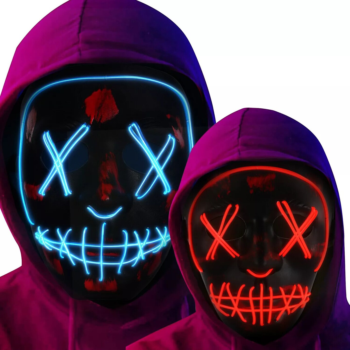 Kitcheniva 2 Pcs Halloween Clubbing Light Up LED Mask Costume