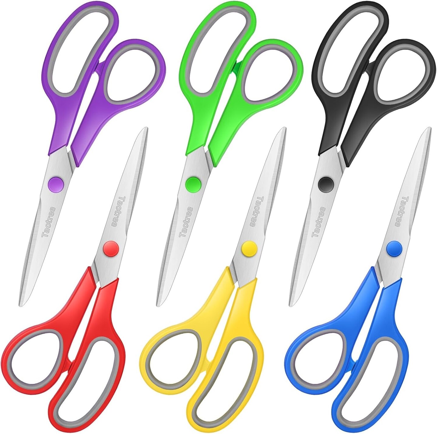 Scissors Bulk of 6-Pack,  8&#x22; Scissors All Purpose Comfort Grip Sharp Scissors for Office School Supplies, Classroom Student Teacher Craft Sewing Fabric Scissor, Paper Cutter, Right/Left Handed