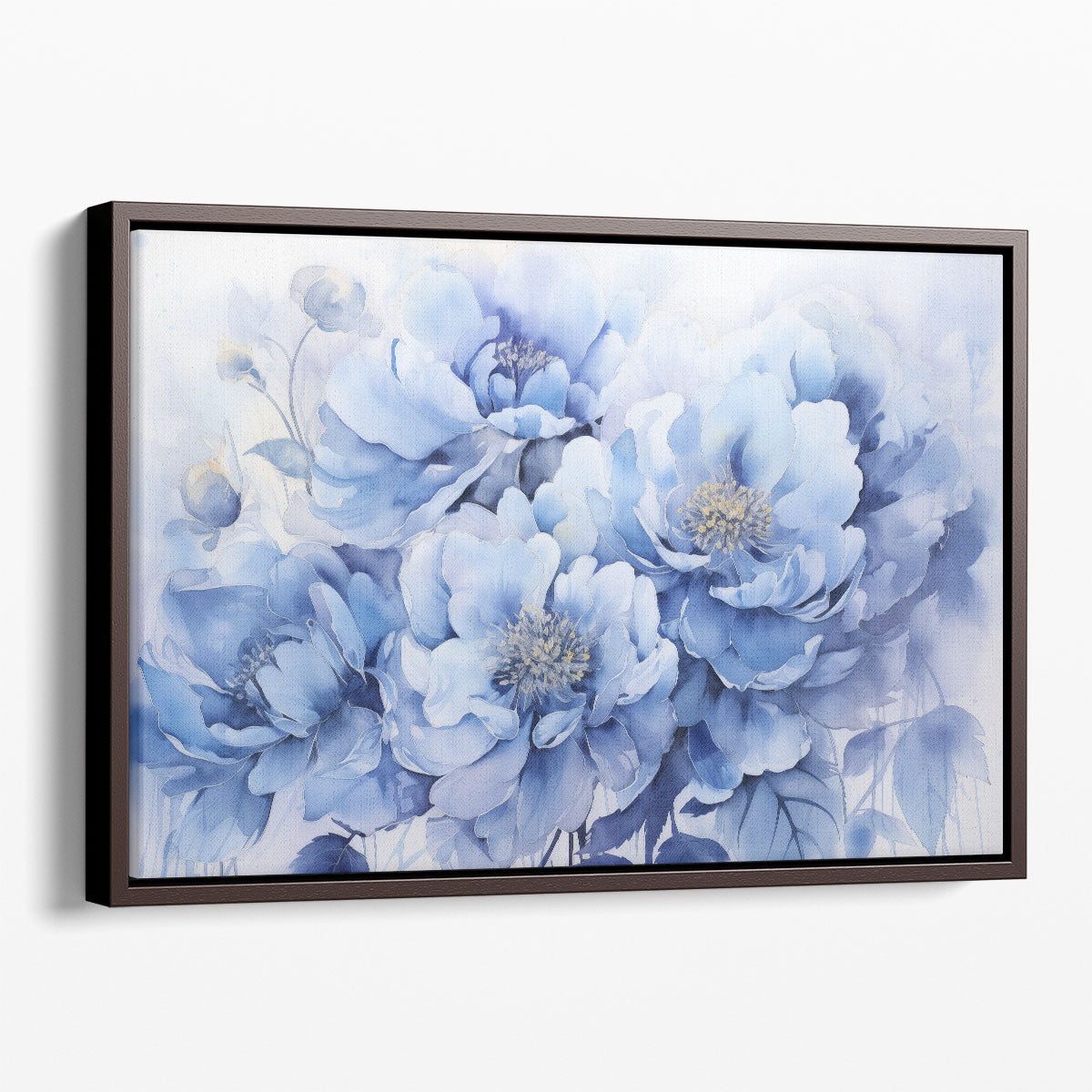 Blue Floral Canvas Wall Art Print – Indigo Petal Whispers Framed Flower Art for Living Room and Bedroom Décor product 2