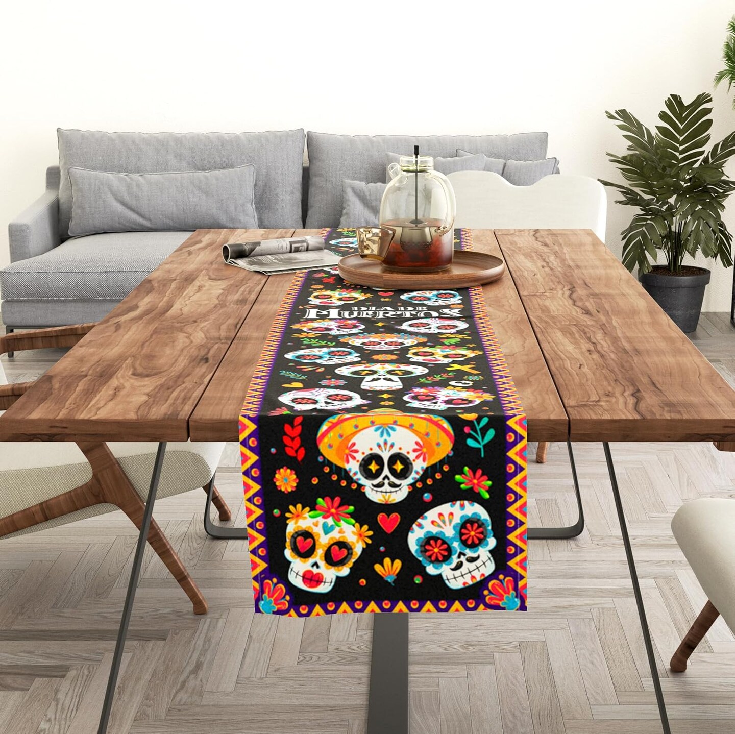 Day of The Dead Table Runner Dia de Muertos Table Runner Mexican Day of The Dead Decorations Sugar Skull Decor Dia De Los Muertos Party Table Decorations