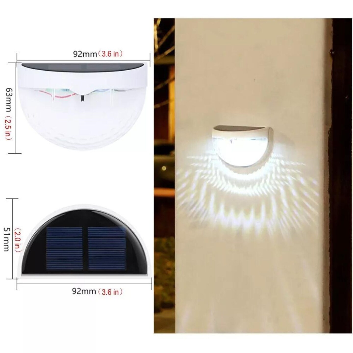 Kitcheniva 6 LED Solar Wall Outdoor Lights 2 Pcs