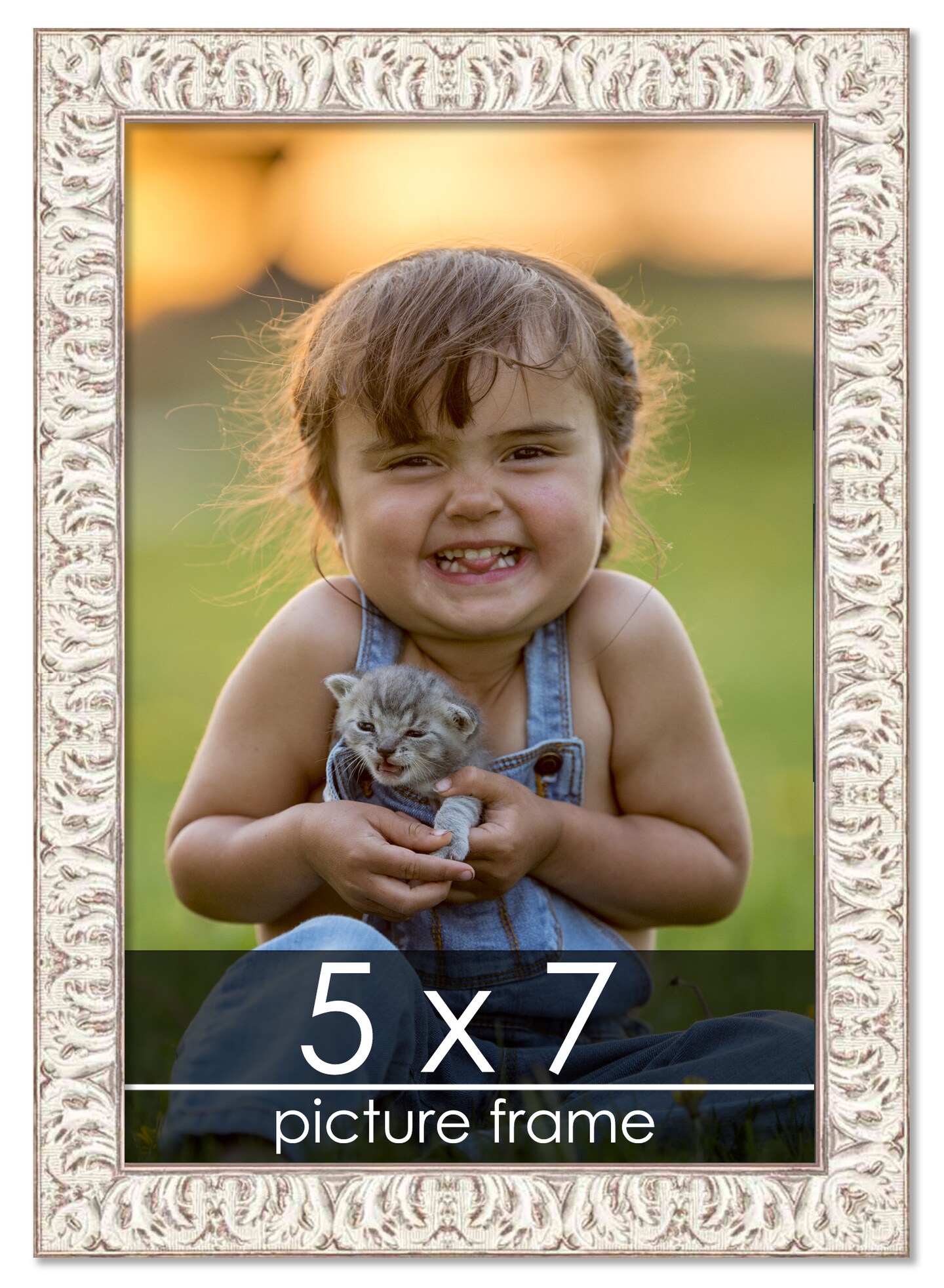Photo Size Refined White Picture Frame - UV Acrylic, Foam Board Backing, Hanging Hardware