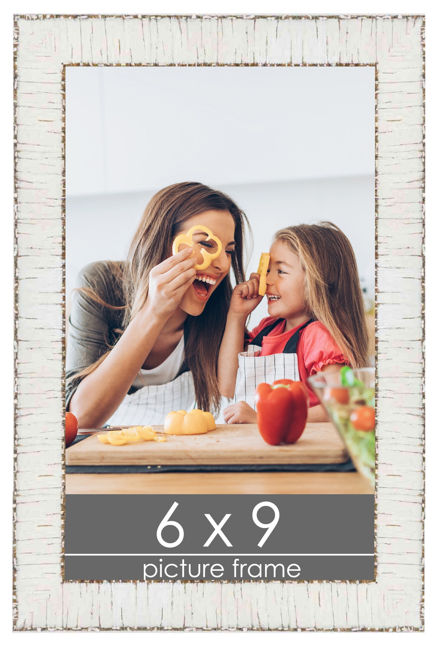 Photo Size Ornate White Picture Frame - UV Acrylic, Foam Board Backing, Hanging Hardware