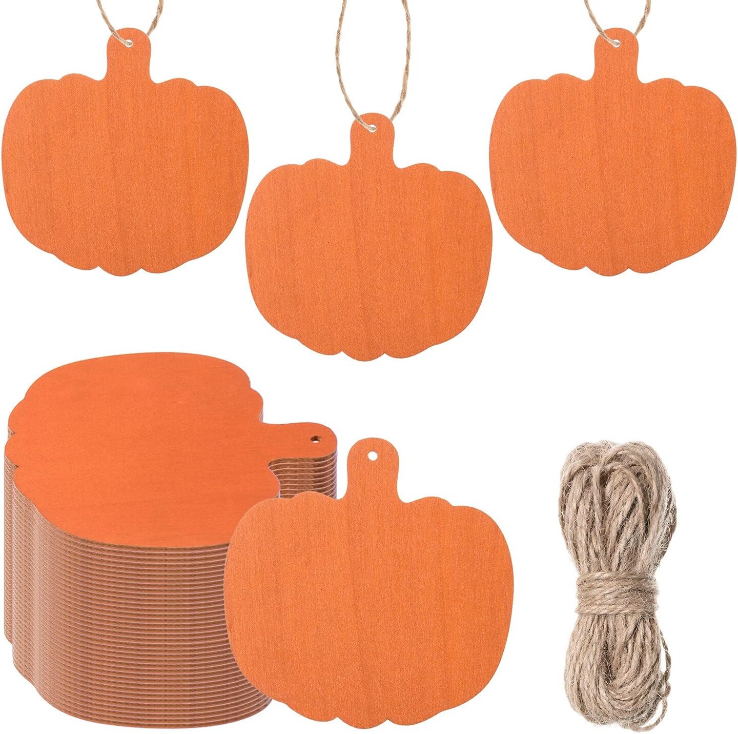 36 Pieces Orange Pumpkin Wood Cutouts Crafts