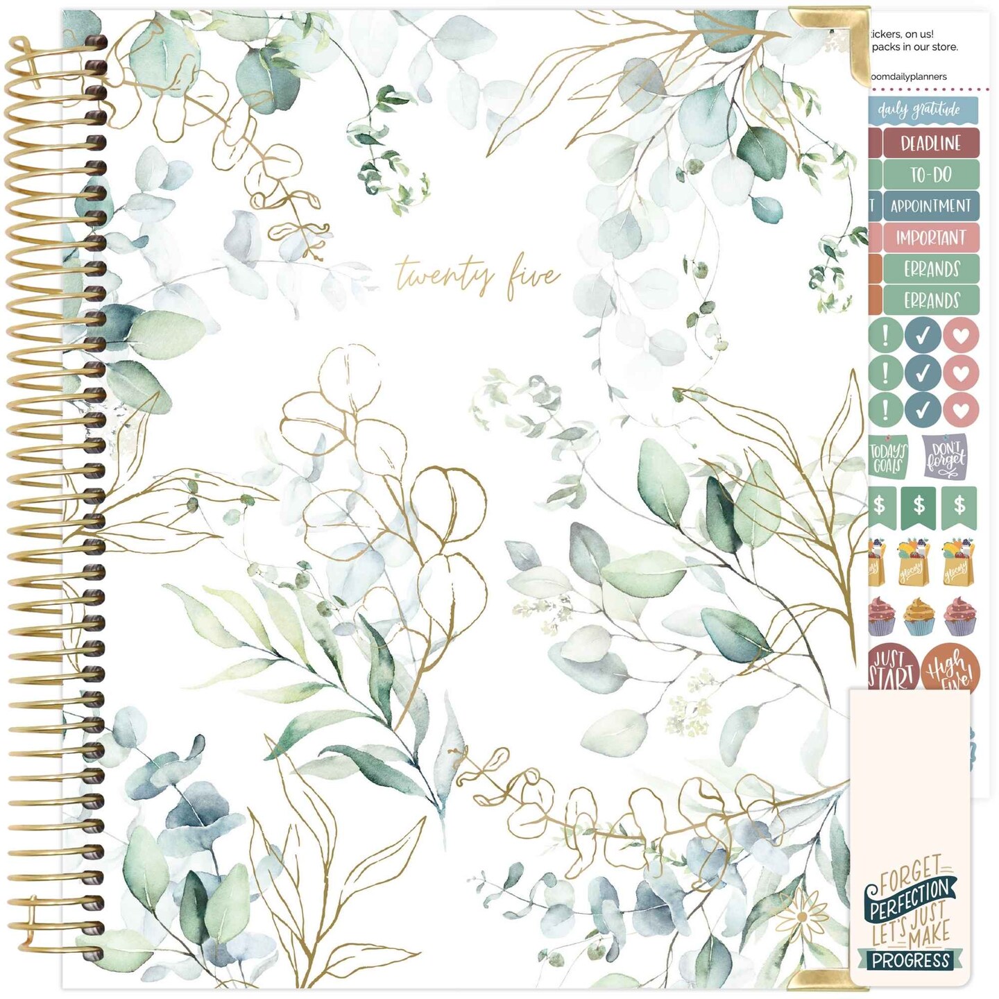 bloom daily planners 2025 Vision Planner, 7.5&#x22; x 9&#x22;, Eucalyptus, White