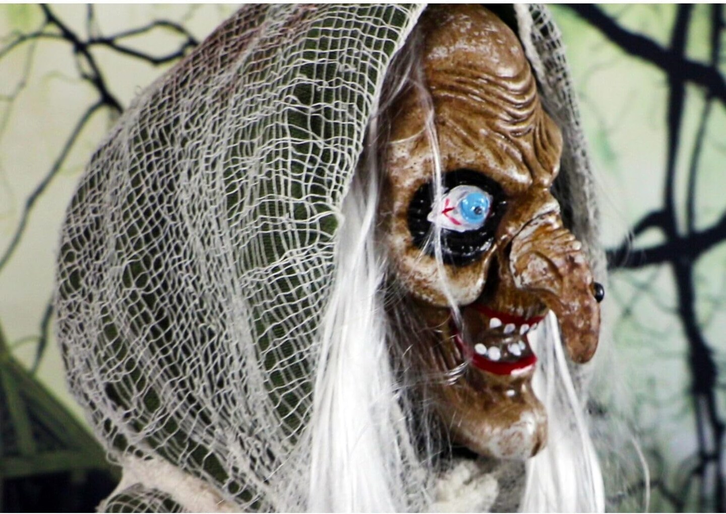 Halloween Animatronic with Touch Activated Lights and Sound, Battery Operated Indoor or Covered Outdoor Halloween Decorations, Creepy Halloween Props