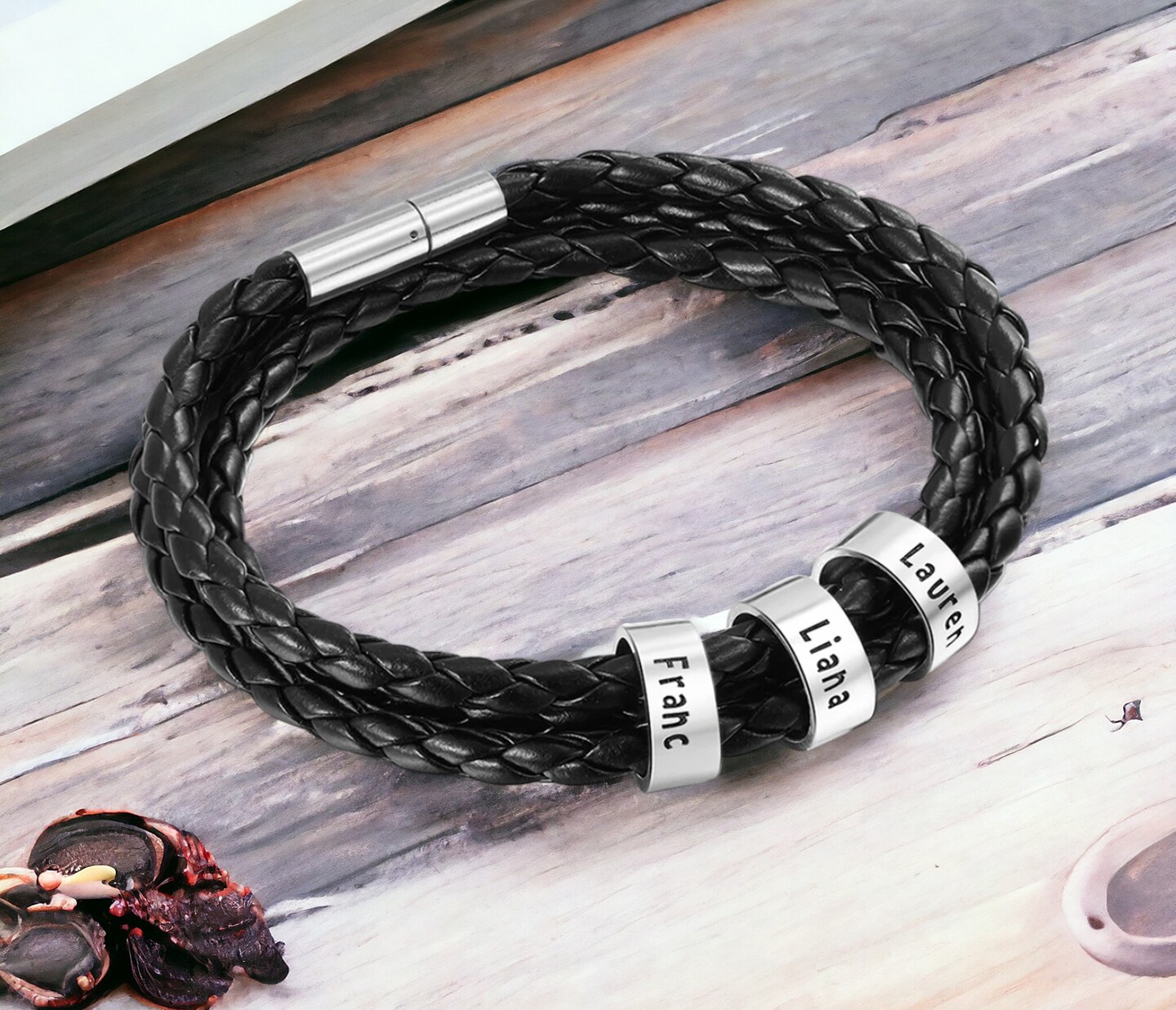 Variengrave Personalized Birthstone Bracelet - Braided Rope Bracelet With Name & Bead For Men/Dad/Husband - View #7