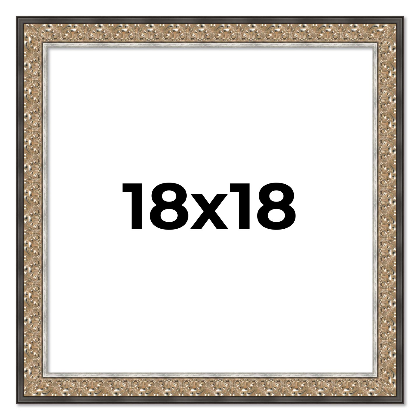 Square Ornate Silver Picture Frame - UV Acrylic, Foam Board Backing, Hanging Hardware