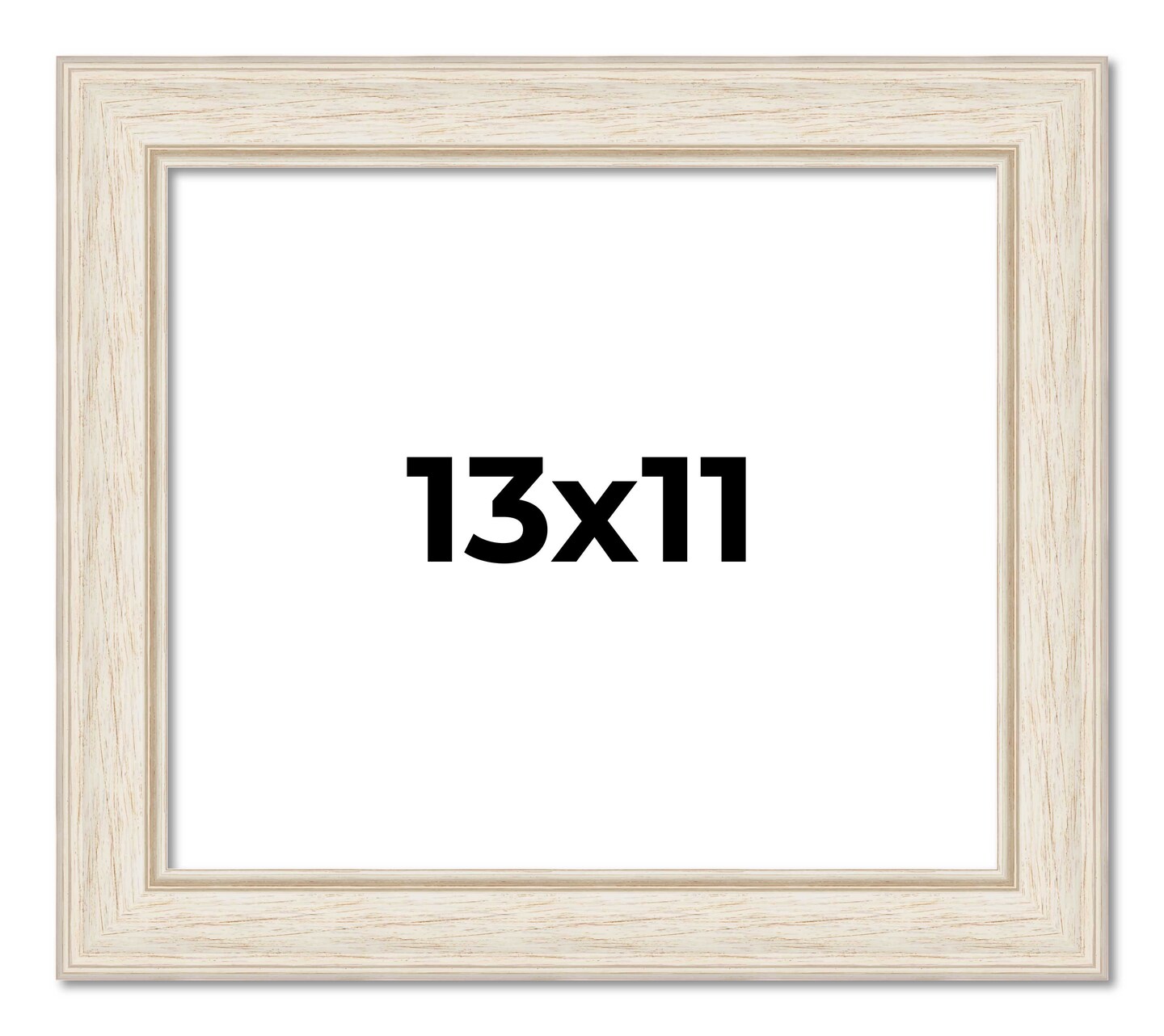 Photo Size Weathered White Picture Frame - UV Acrylic, Foam Board Backing, Hanging Hardware