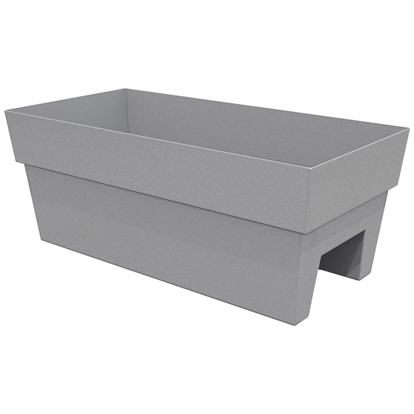 Bloem Finley Deck Rail Rectangle Planter: 24&#x22; - Cement - Matte Finish, Fits Rail Sizes 3&#x22;-6&#x22;, 100% Recycled Plastic Box, For Indoor and Outdoor Use, Gardening, 7.5 Gallon Capacity