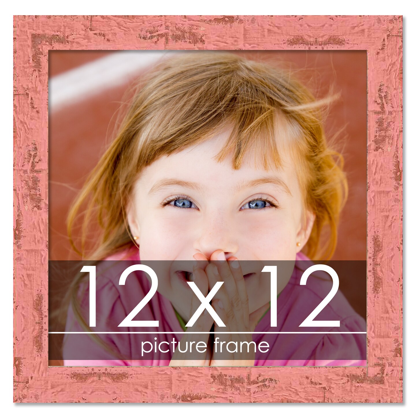 Square Shabby Chic Pink Picture Frame - UV Acrylic, Foam Board Backing, Hanging Hardware