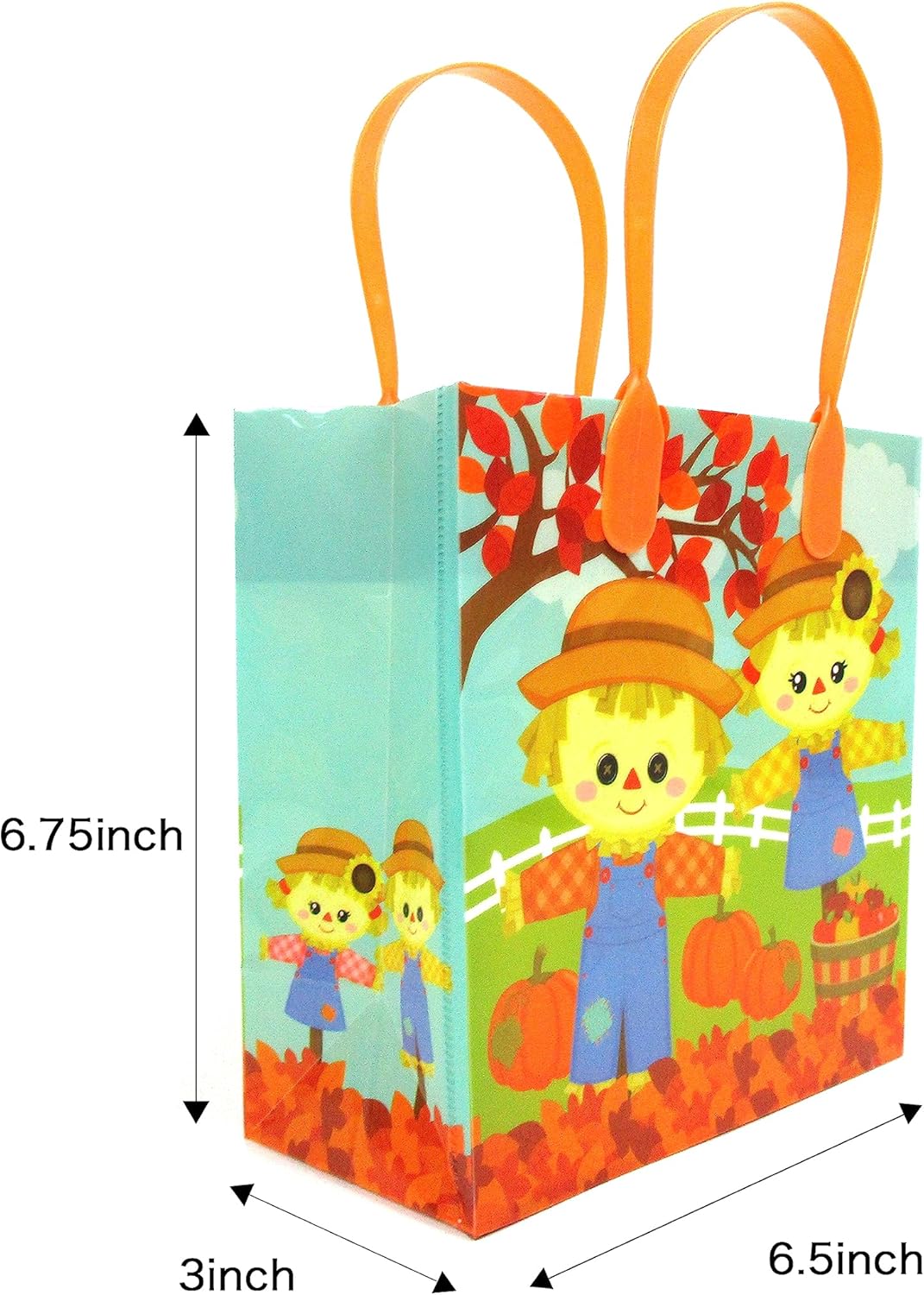 TINYMILLS Thanksgiving Fall Harvest Party Favor Treat Bags Goodie Bags with Handles for Thanksgiving Fall Harvest Party Pack of 12